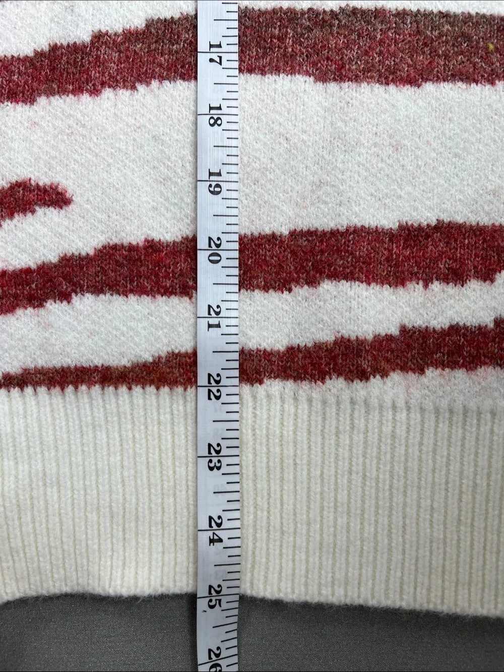 Mystree | Cream Zebra-Stripe Crewneck Cozy Sweater Rust & Brown #120740 Sz S